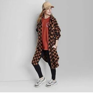 Brown Checkered Long Shacket